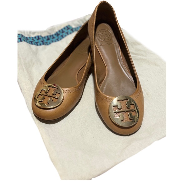 Tory Burch Reva Brown Leather Flats - Picture 1 of 6